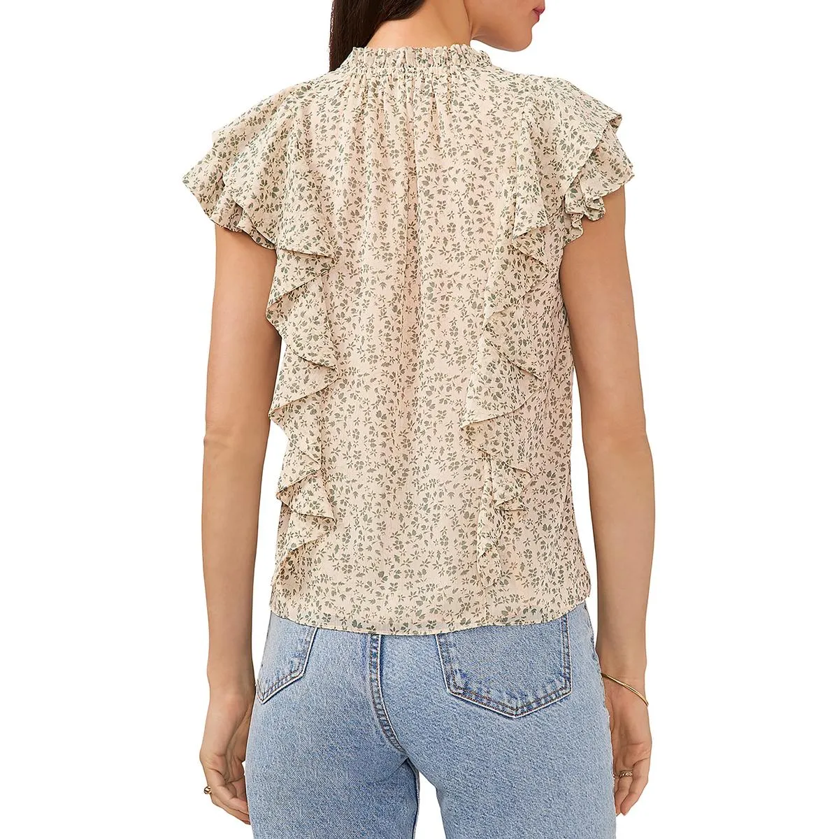 1.State Womens Printed Chiffon Blouse