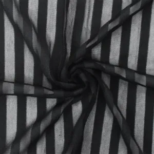 4 YD PC-Dark Black Stripe Stretch Spandex Nylon Mesh Knit Fabric