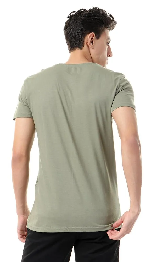 57484 Floral Head With Stripes Olive T-Shirt