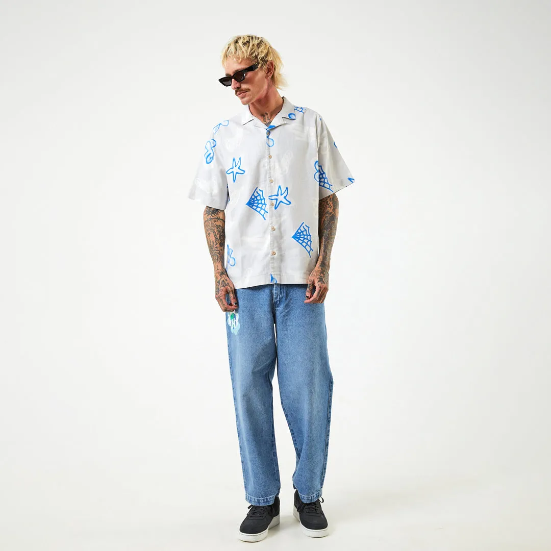 AFENDS Mens Planetary - Cuban Short Sleeve Shirt - Smoke