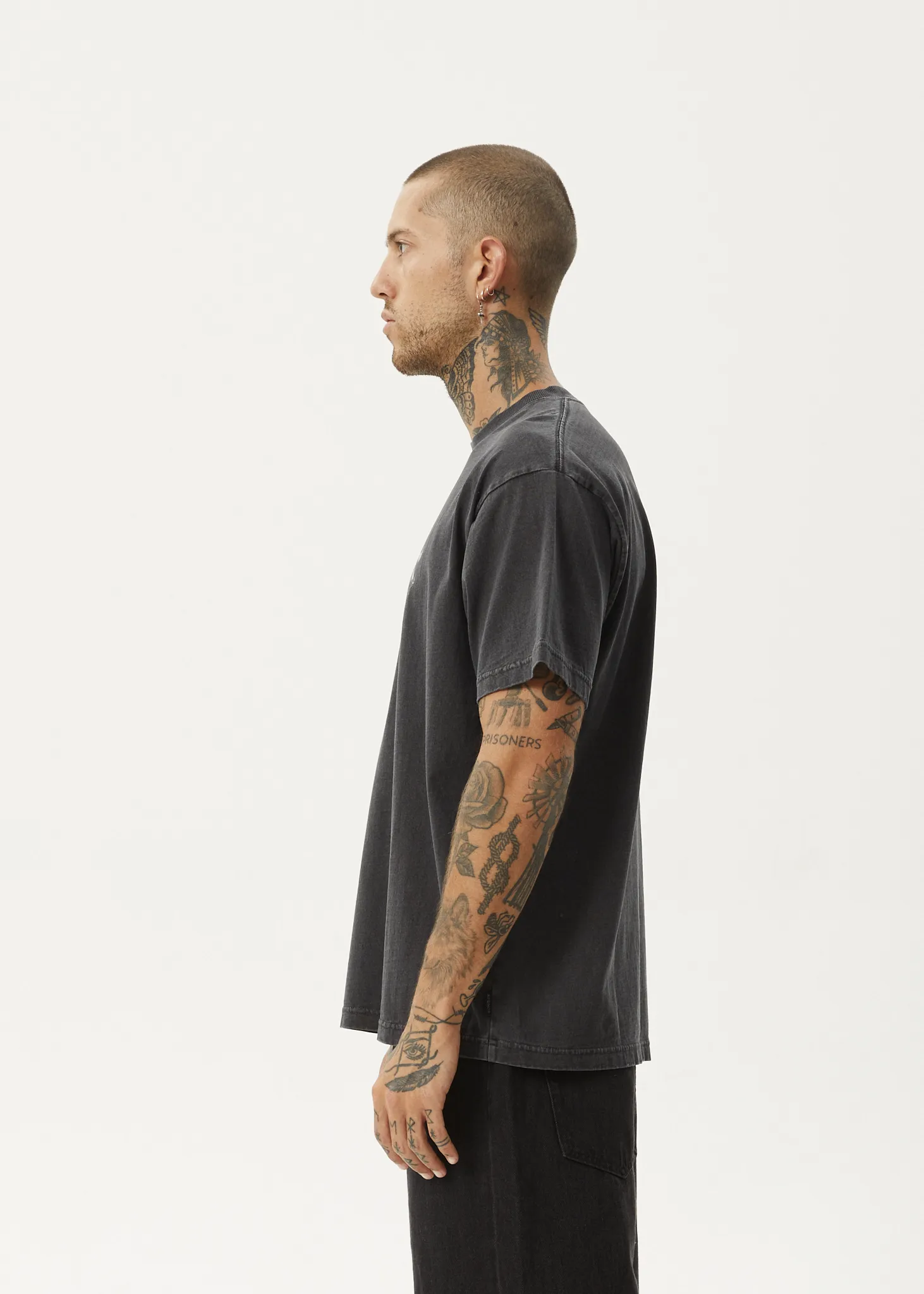 AFENDS Mens Scorched - Heavy Weight Boxy Fit Tee - Stone Black