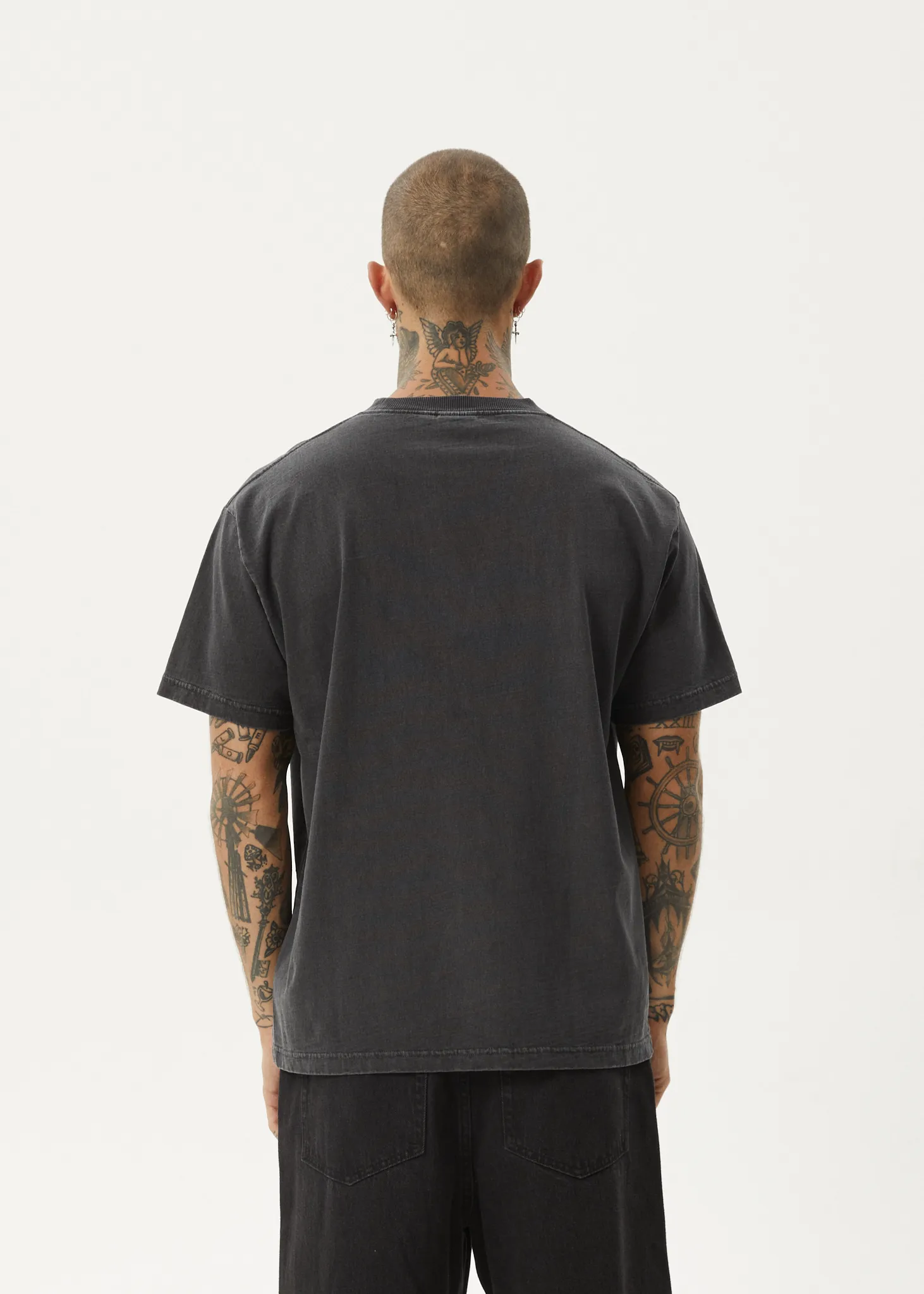 AFENDS Mens Scorched - Heavy Weight Boxy Fit Tee - Stone Black