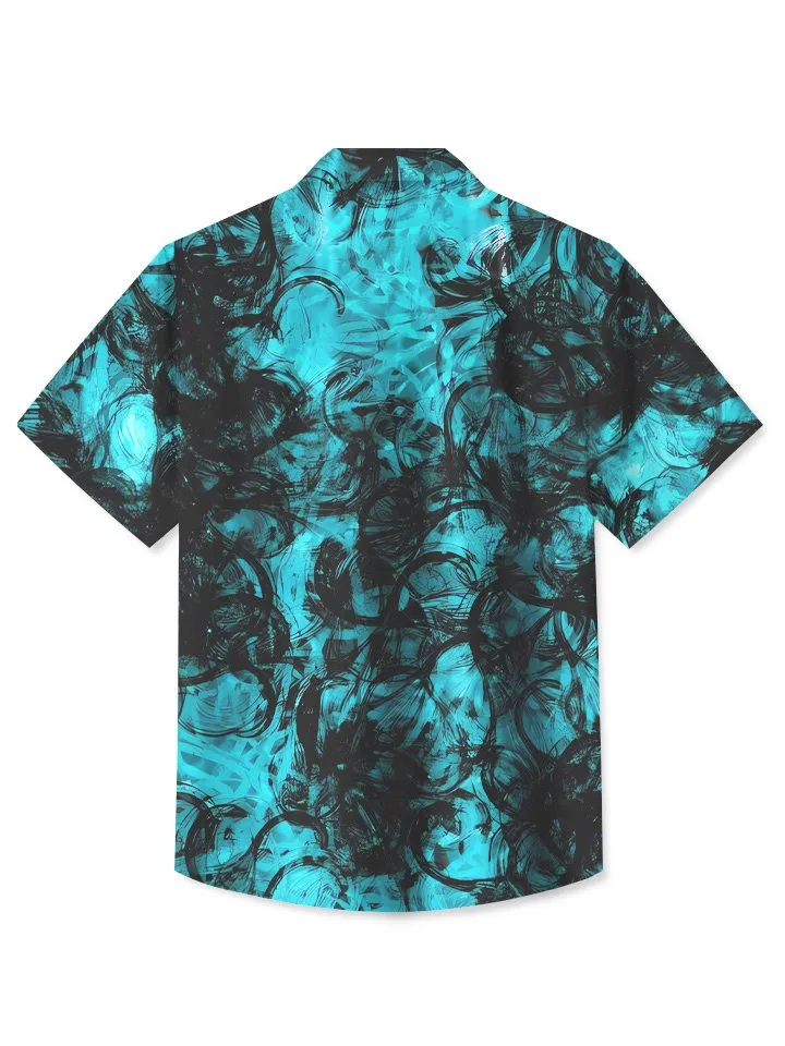 Alohadaddy Geometric Dark Blue Summer Casual Vacation Shirt