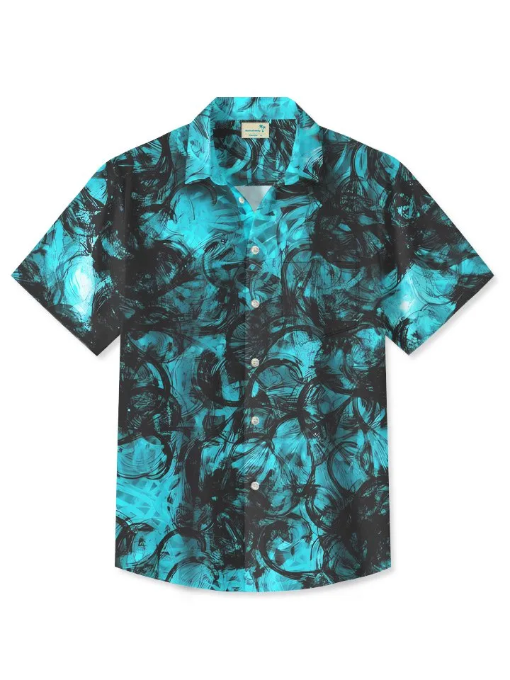 Alohadaddy Geometric Dark Blue Summer Casual Vacation Shirt