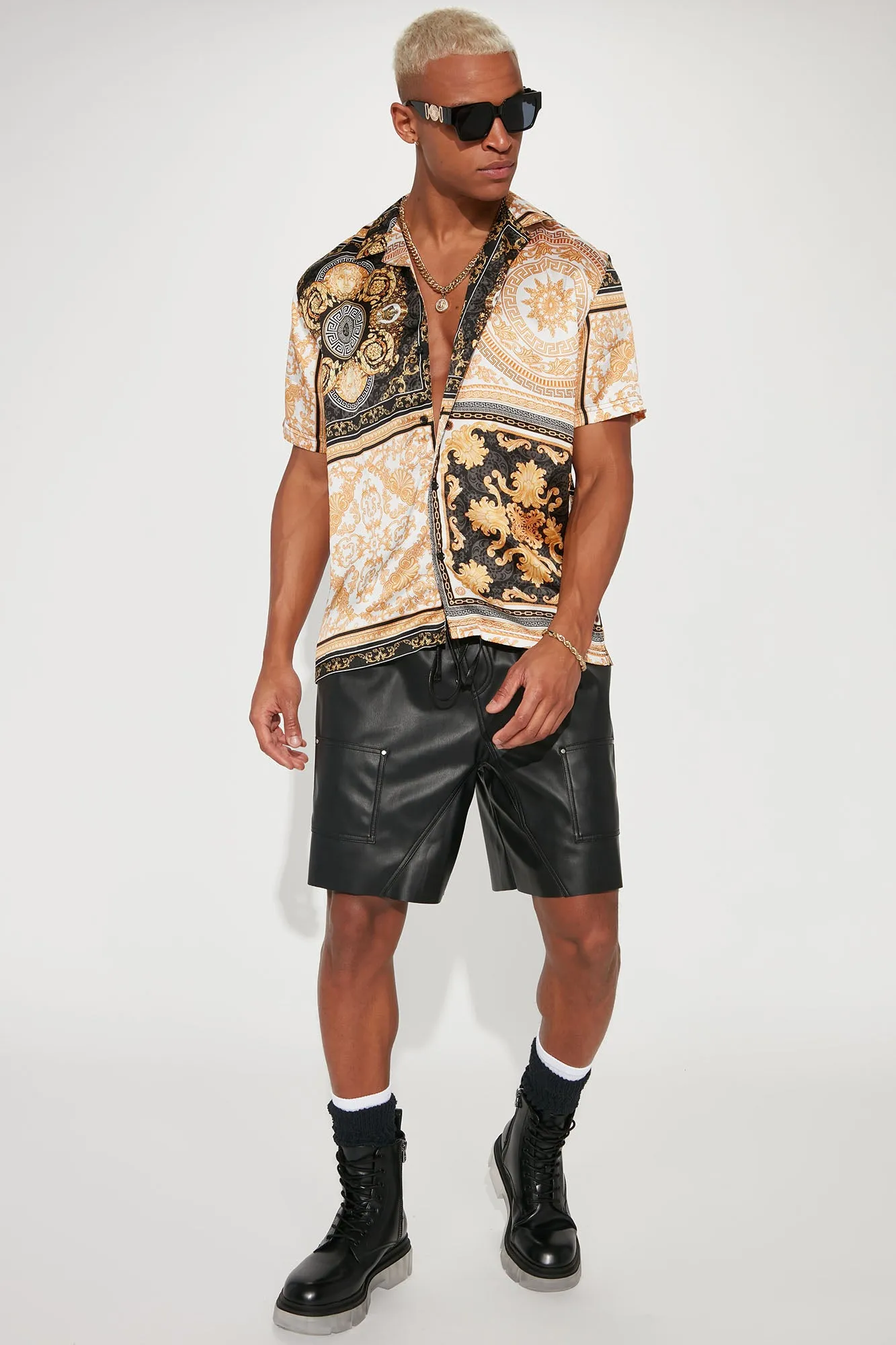 Always Baroque Button Up Shirt - Black/combo