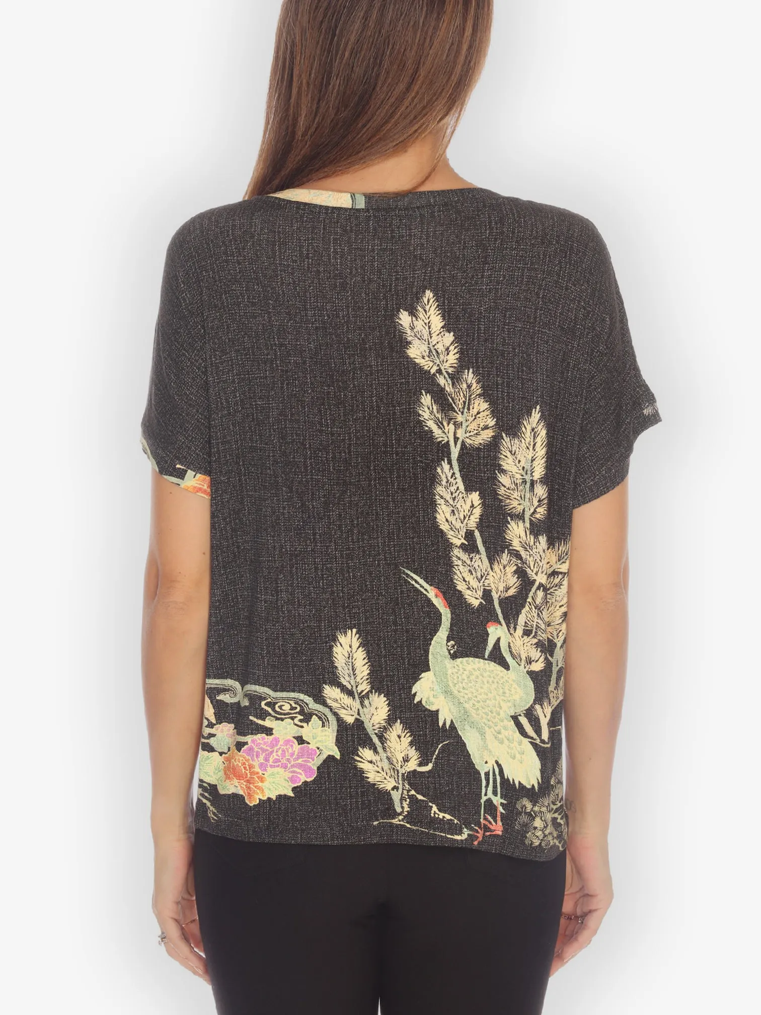 Antique Crane Cap Sleeves Tee