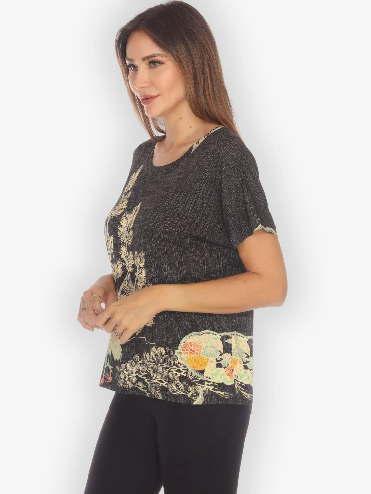 Antique Crane Cap Sleeves Tee