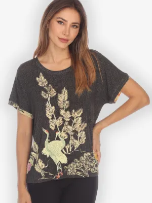 Antique Crane Cap Sleeves Tee