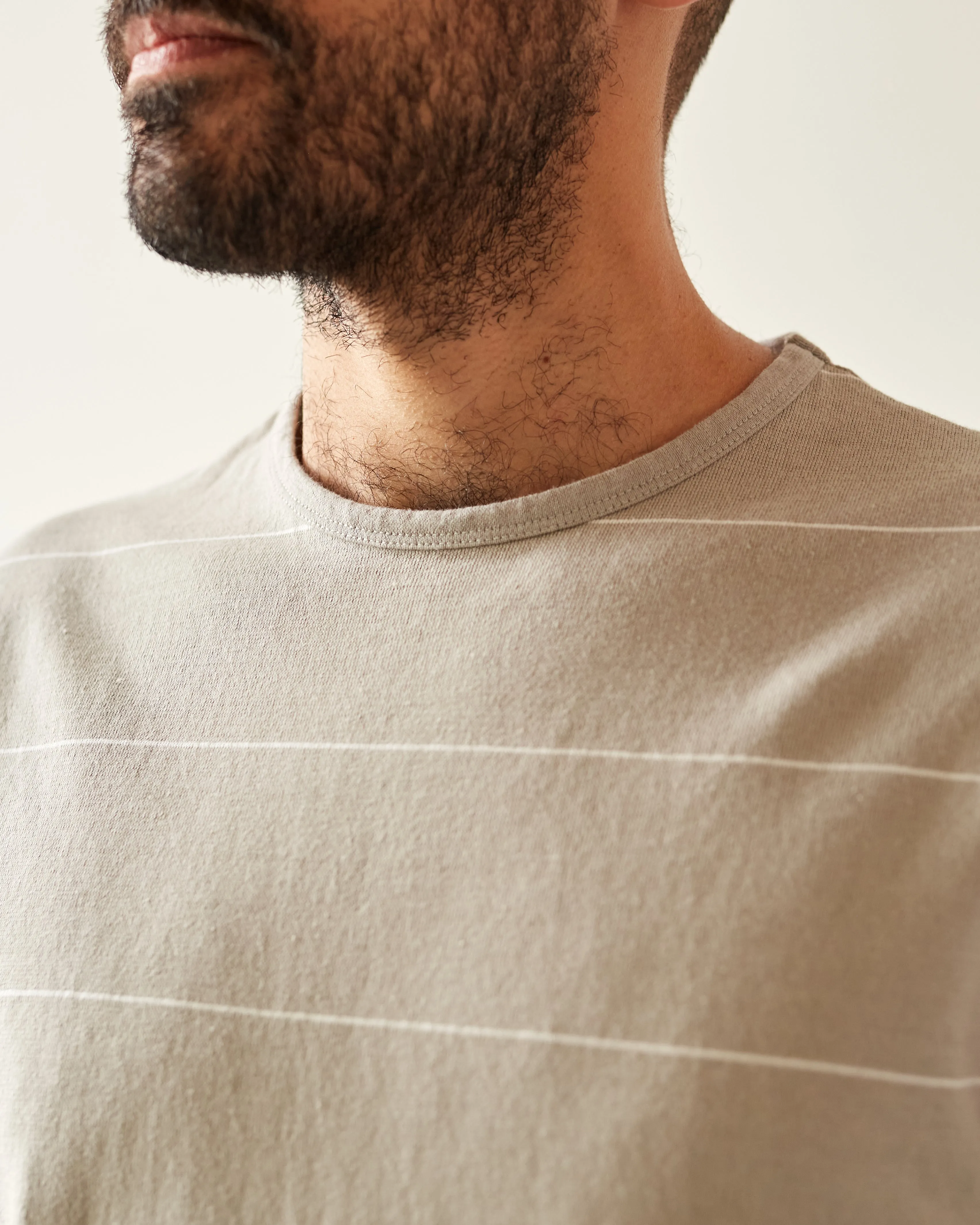 Arpenteur Fine Stripe Match Tee, White/Stone
