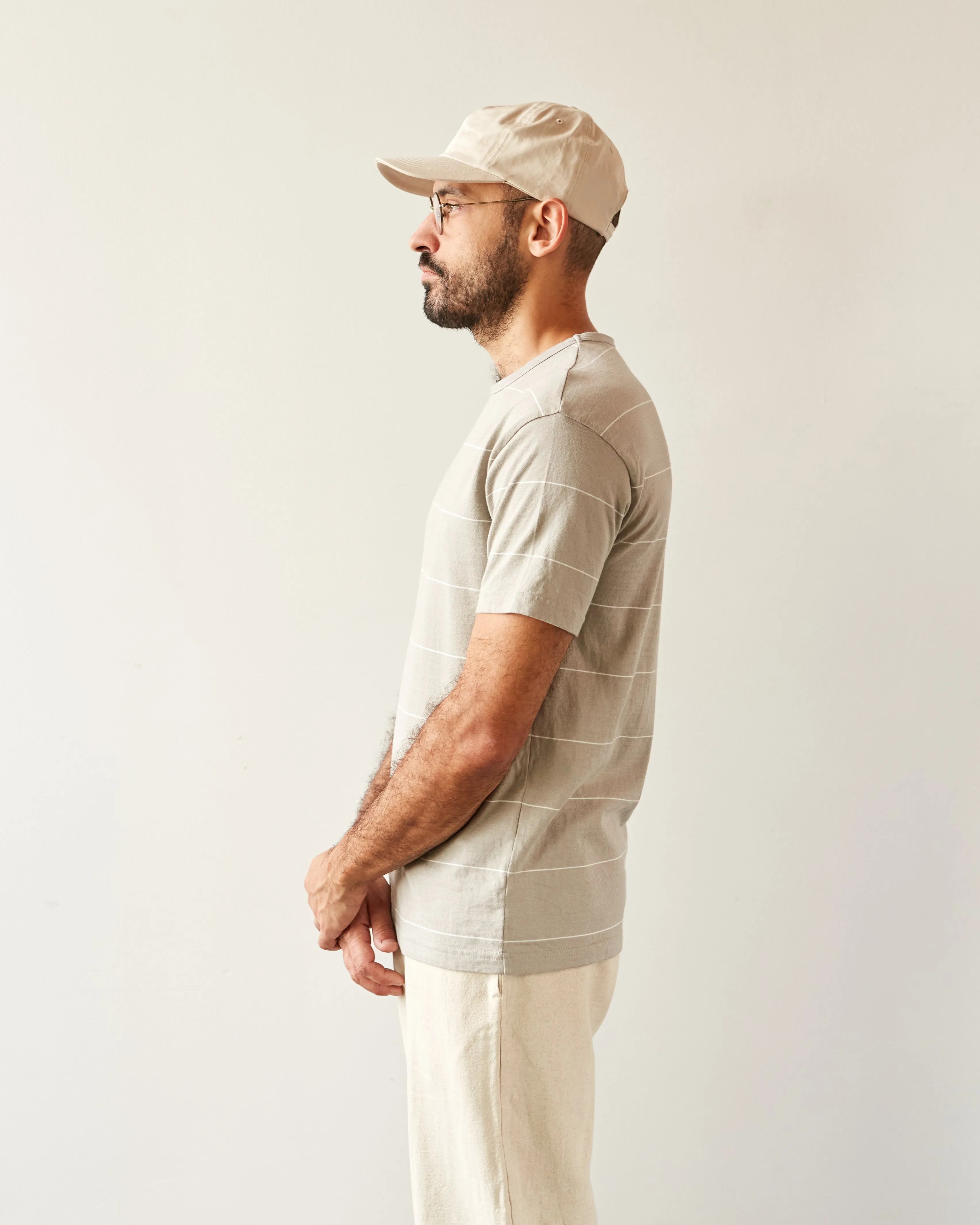 Arpenteur Fine Stripe Match Tee, White/Stone