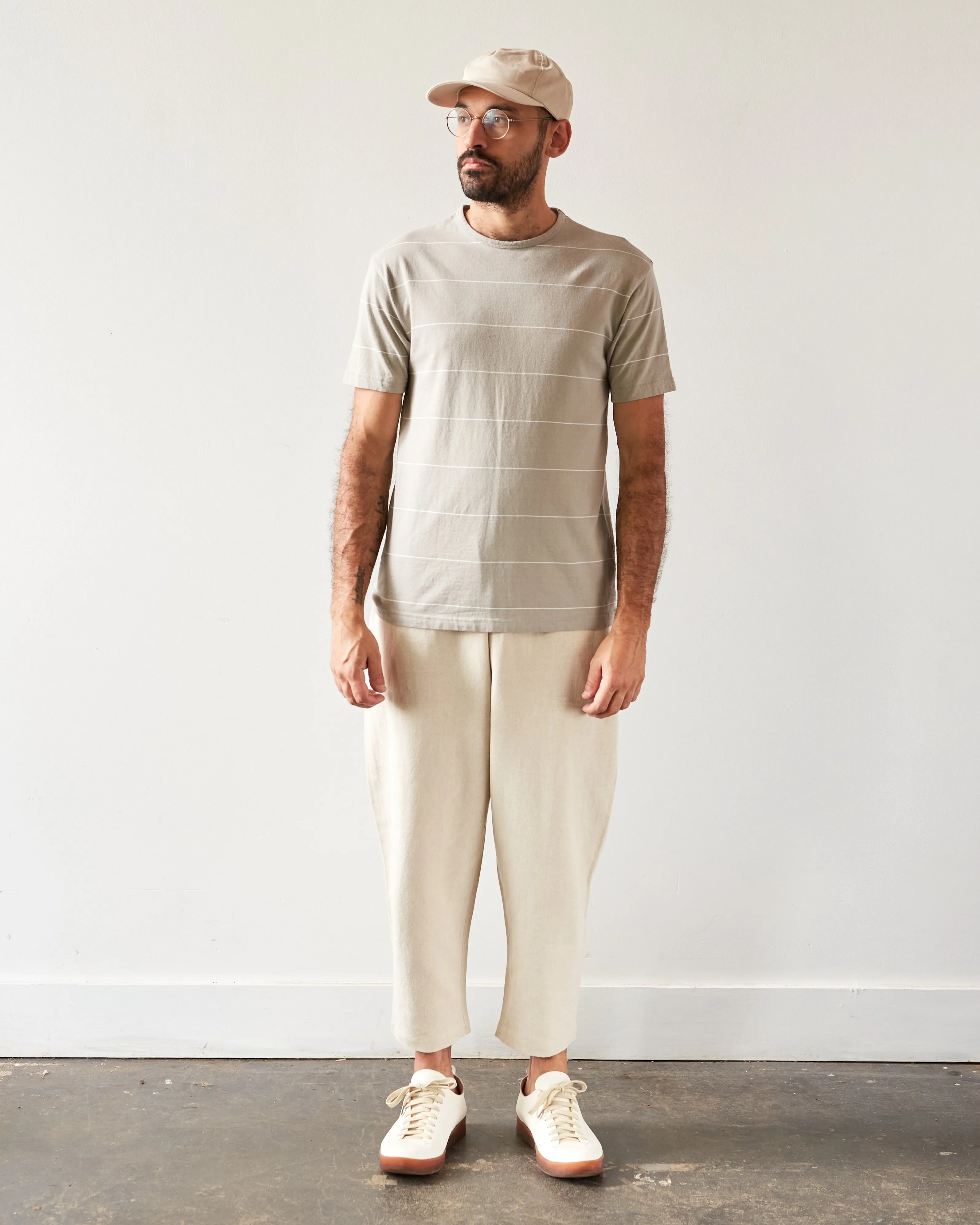 Arpenteur Fine Stripe Match Tee, White/Stone