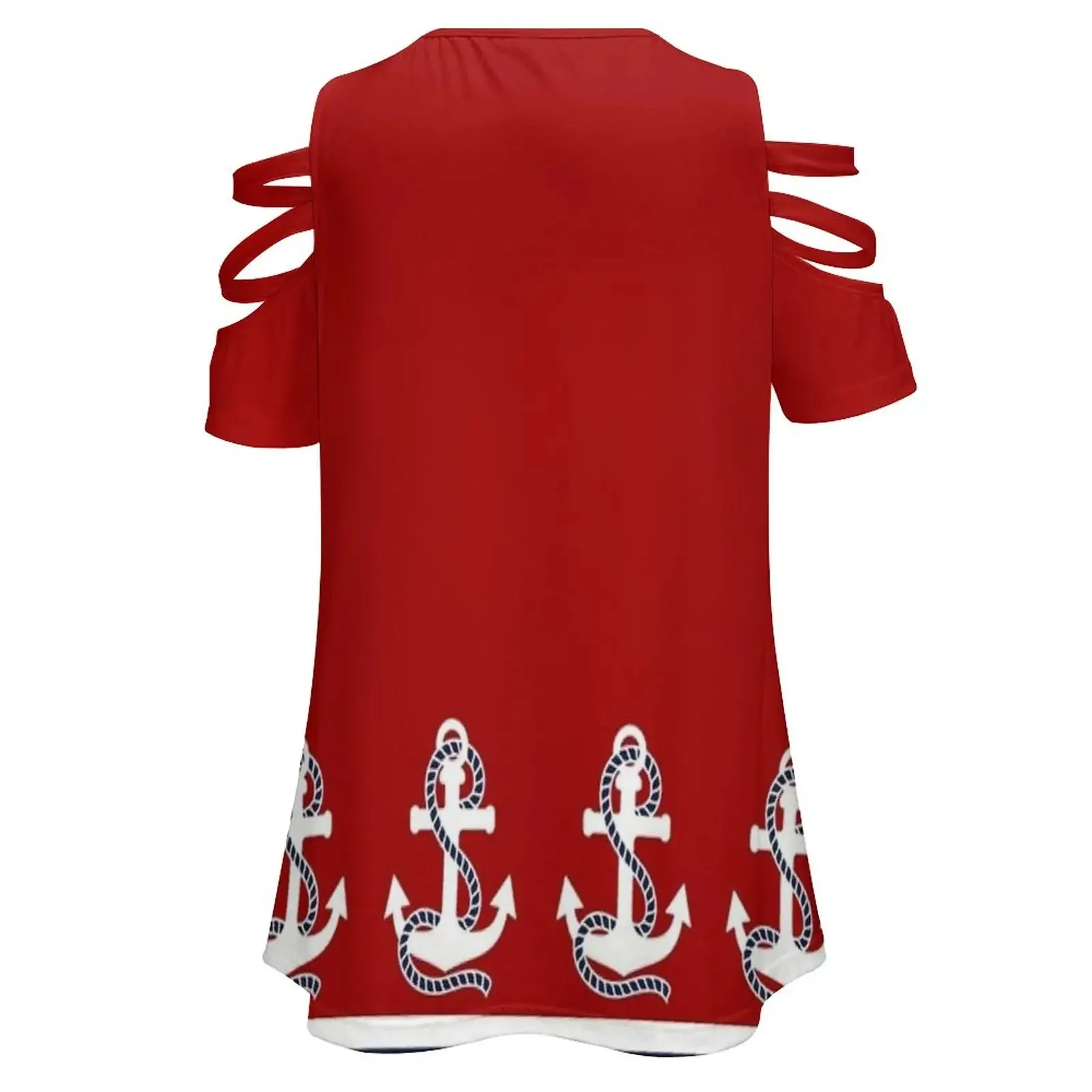 Ashore Shop Womens Nautical Red White Stripes And Blue Anchors  Vneck zipper Top
