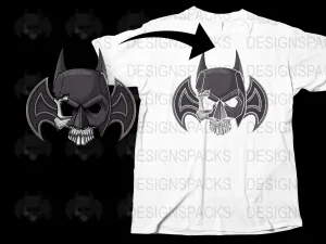Batman Inspired Half Skull Mask Design Png Digital Download