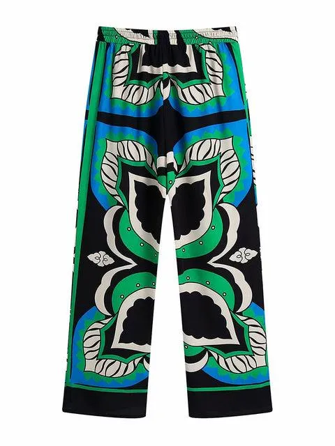 Batwing Sleeve Kimono Blouse Geometric Print Turn Down Collar Belt Sashes Oversize Casual Shirts Women Summer Chic Tops Outwear