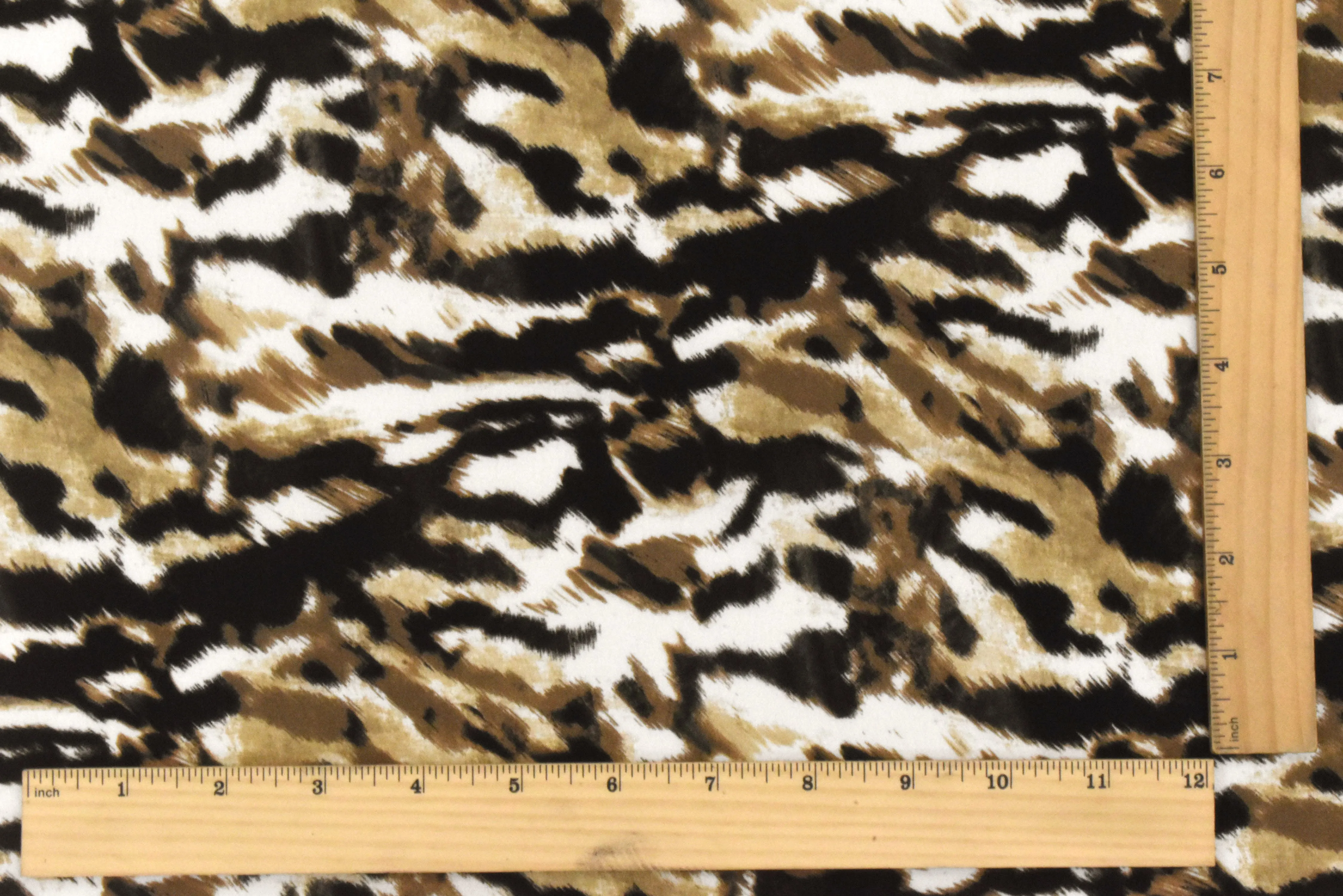 Beige-Brown-Multi Famous Designer Tiger Printed Viscose Crepe Faille Fabric