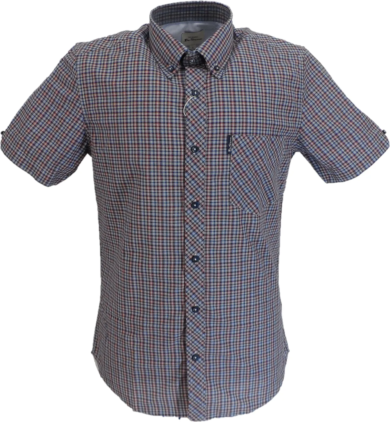 Ben Sherman Mens Red Check Short Sleeved Shirt