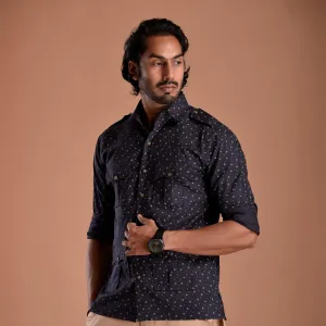 Blueberry Hunting Style Cotton printed Shirt