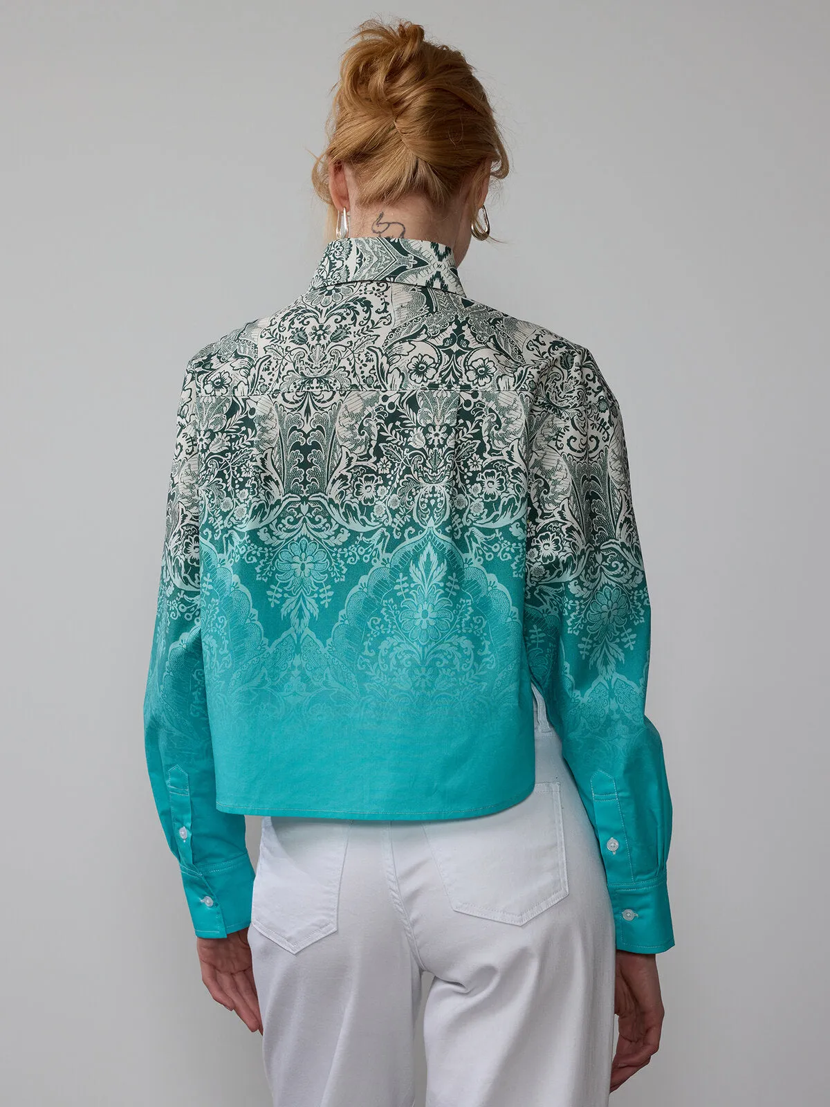 Boxy Crop Dip Dye Shirt