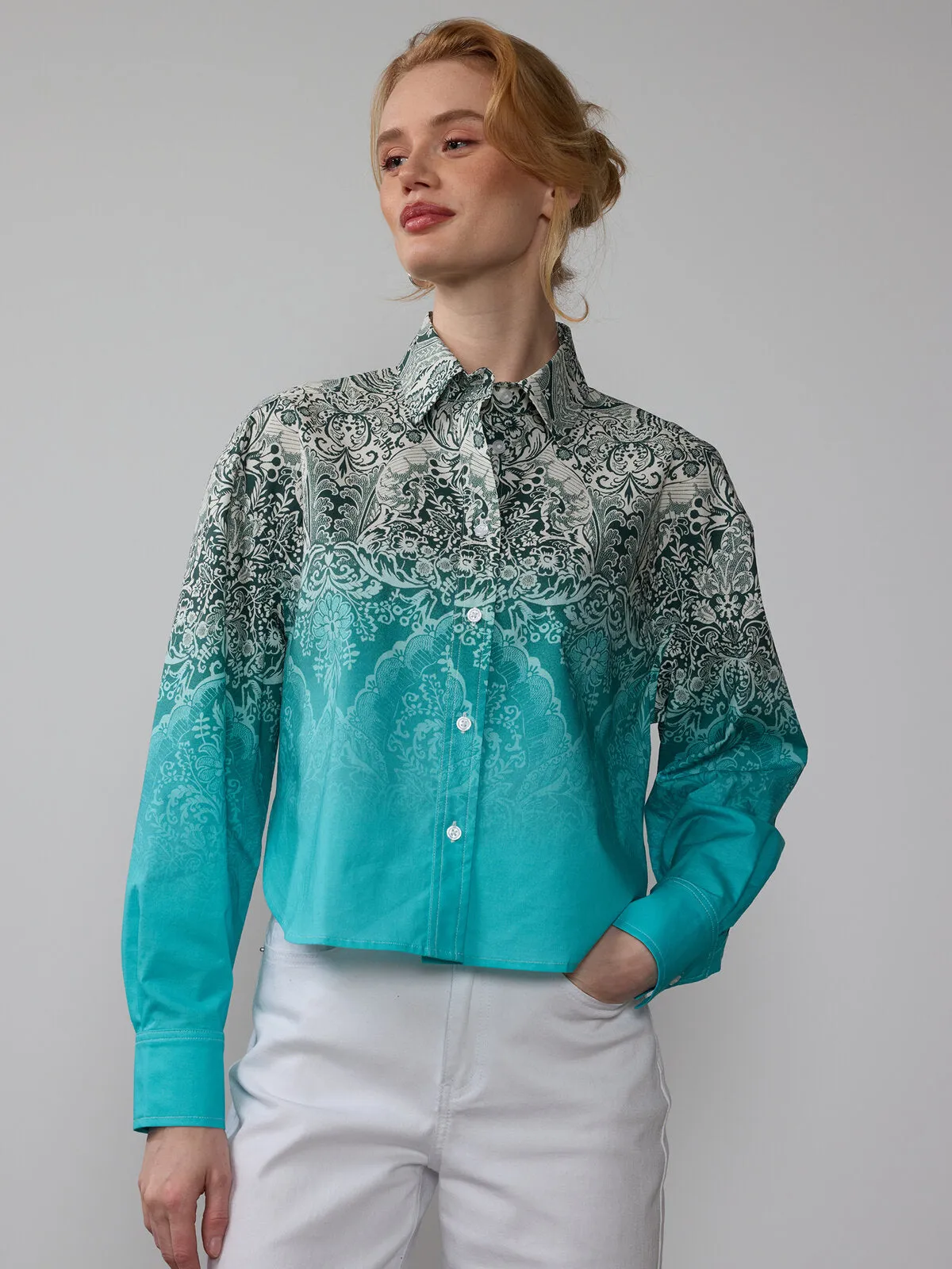 Boxy Crop Dip Dye Shirt