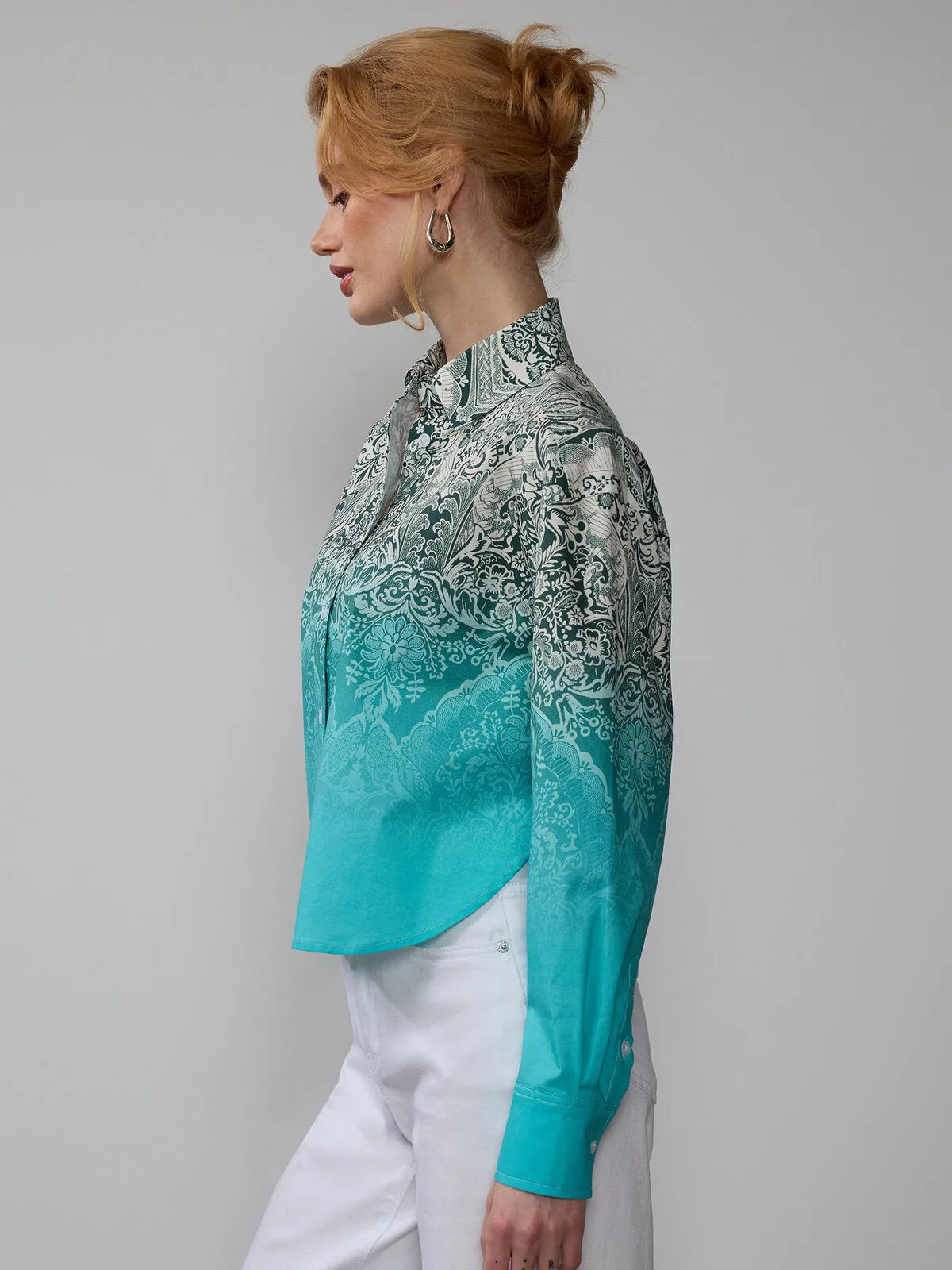 Boxy Crop Dip Dye Shirt