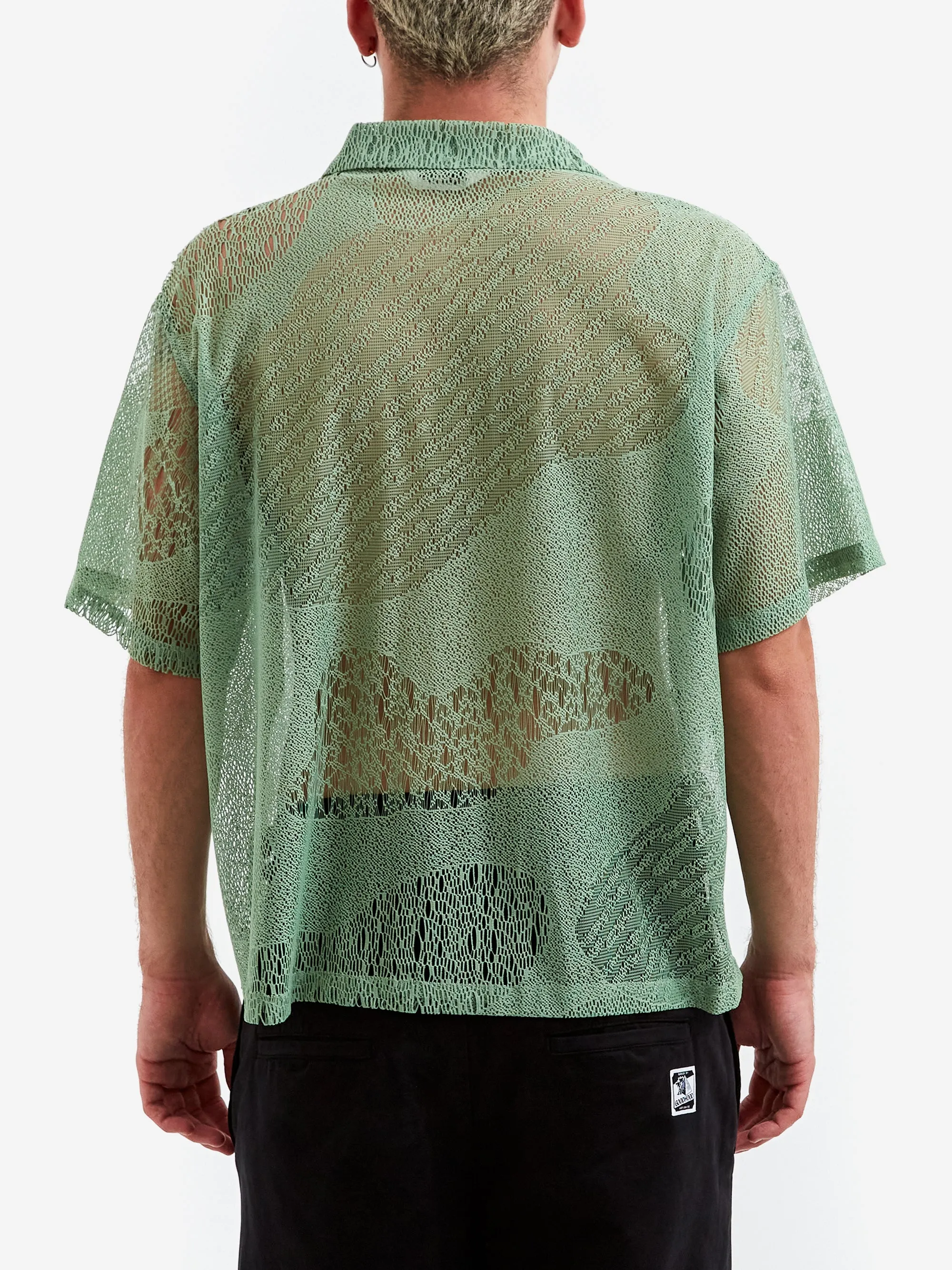 Brain Dead Engineered Mesh Short Sleeve Button Up - Green