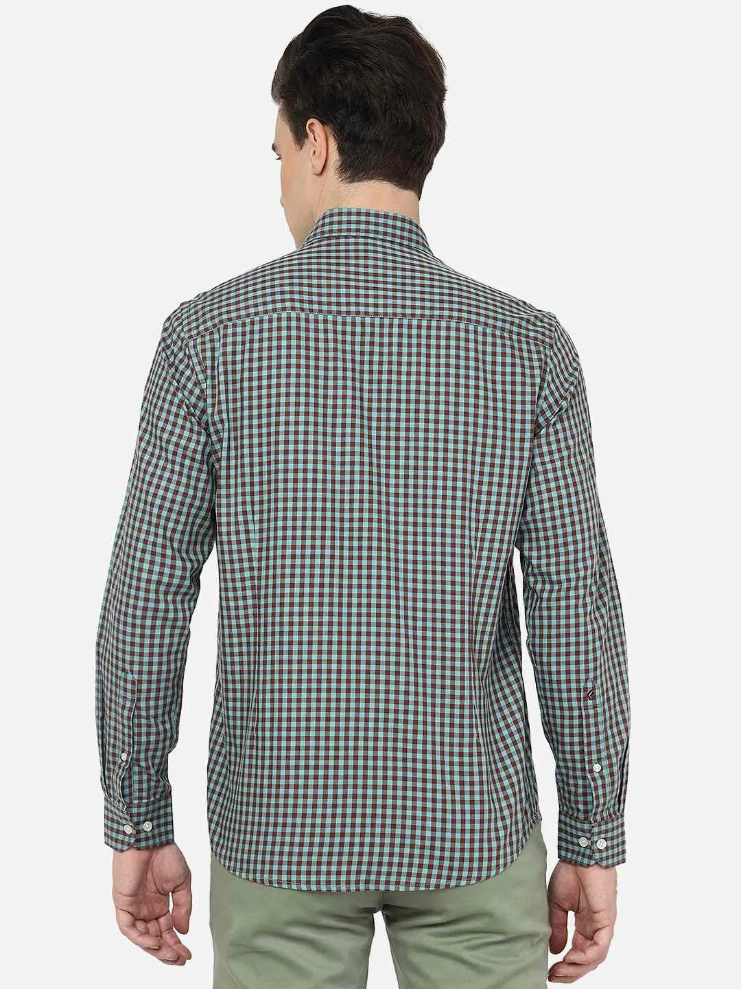 Brown Checked Smart Fit Semi Casual Shirt | Greenfibre