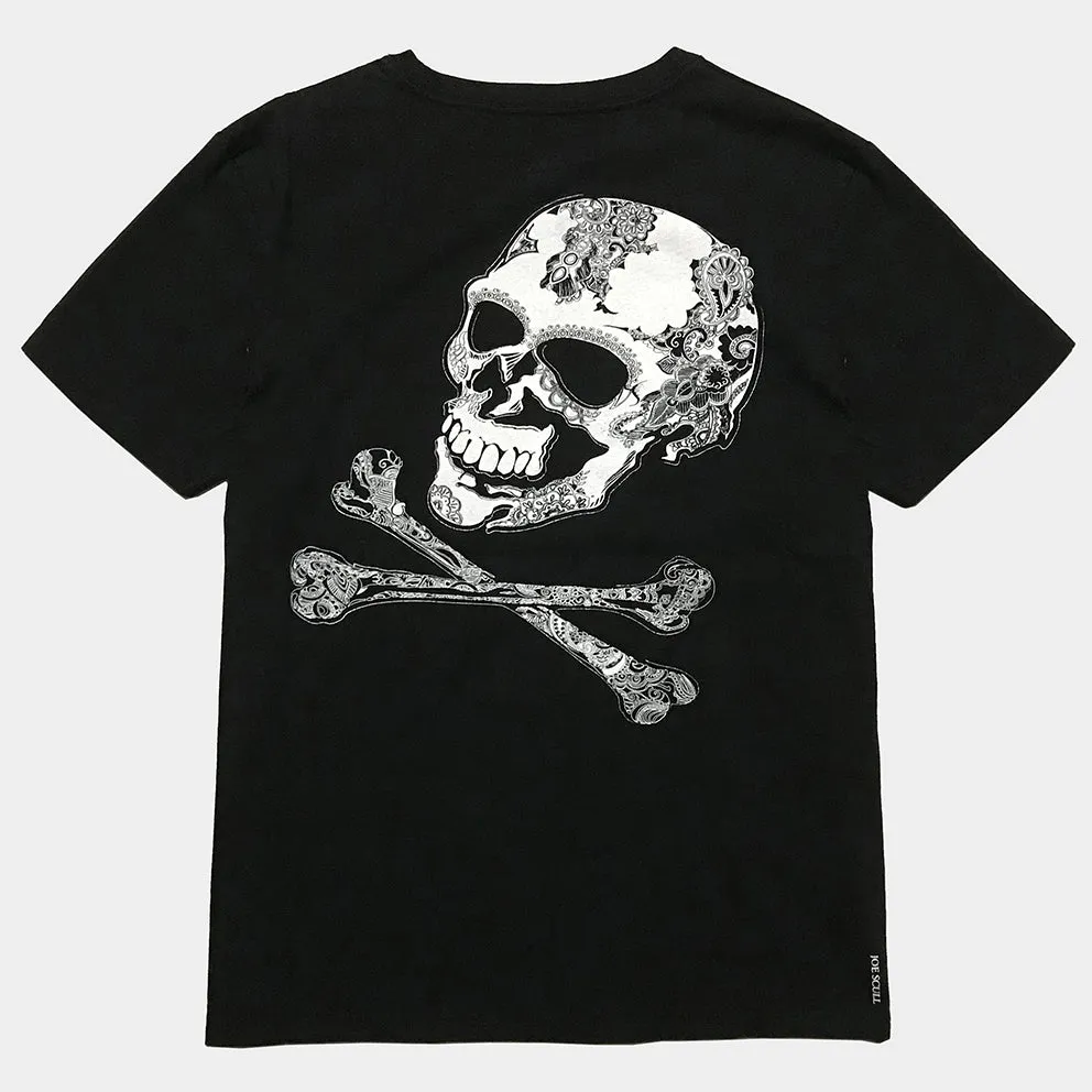 BZEN x JOE SCULL SHORT SLEEVE TEE SLIM FIT 180GSM JERSEY- BLACK PEACE BONES RESPECT THE DEAD