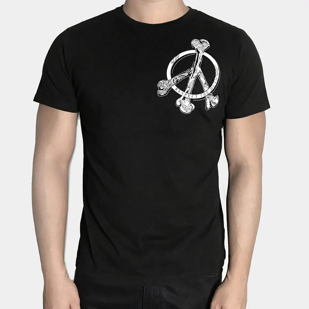 BZEN x JOE SCULL SHORT SLEEVE TEE SLIM FIT 180GSM JERSEY- BLACK PEACE BONES RESPECT THE DEAD