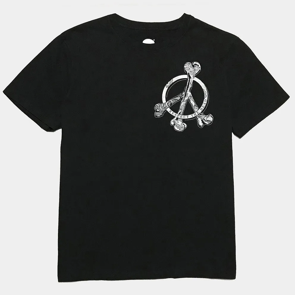 BZEN x JOE SCULL SHORT SLEEVE TEE SLIM FIT 180GSM JERSEY- BLACK PEACE BONES RESPECT THE DEAD