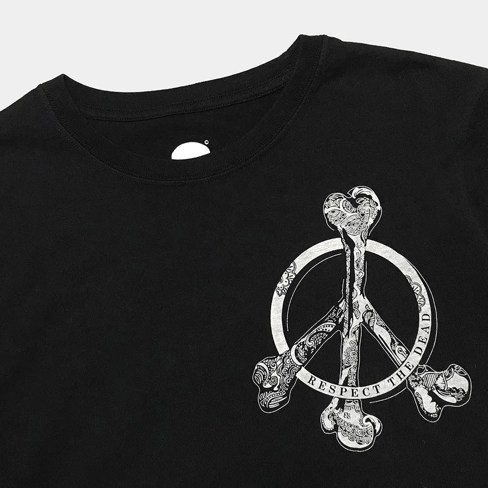 BZEN x JOE SCULL SHORT SLEEVE TEE SLIM FIT 180GSM JERSEY- BLACK PEACE BONES RESPECT THE DEAD