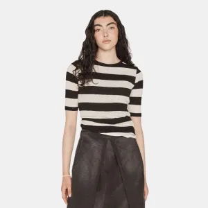 Charlotte Short Sleeve Top (White   Black)