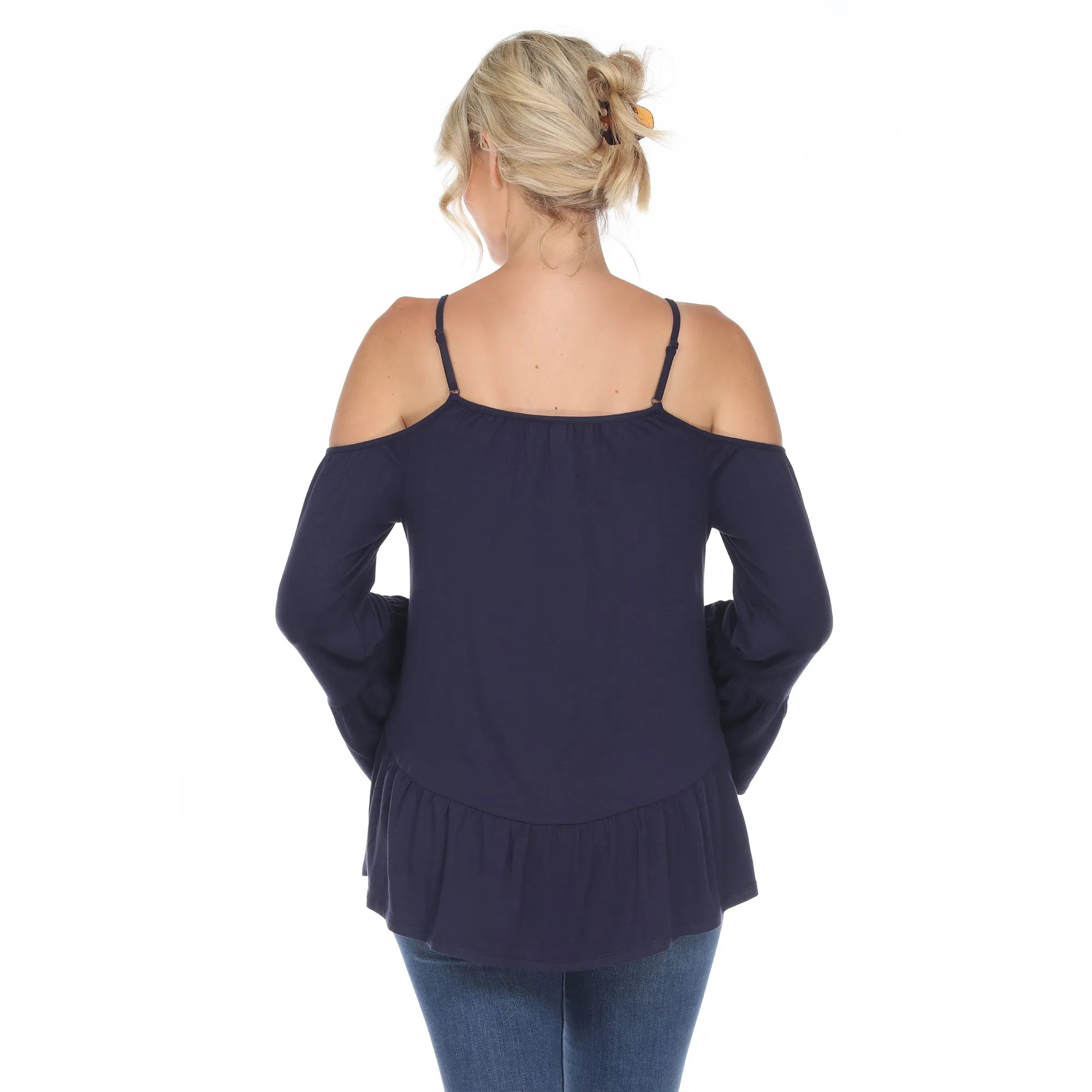 Cold Shoulder Ruffle Sleeve Top