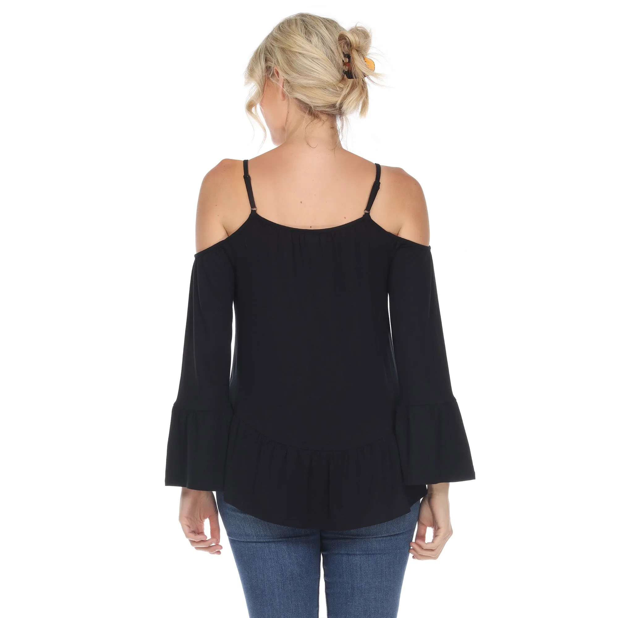 Cold Shoulder Ruffle Sleeve Top