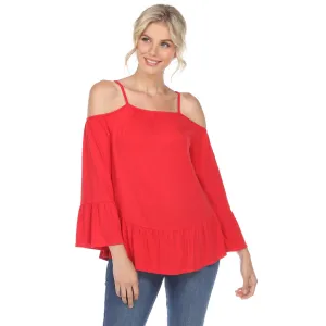 Cold Shoulder Ruffle Sleeve Top