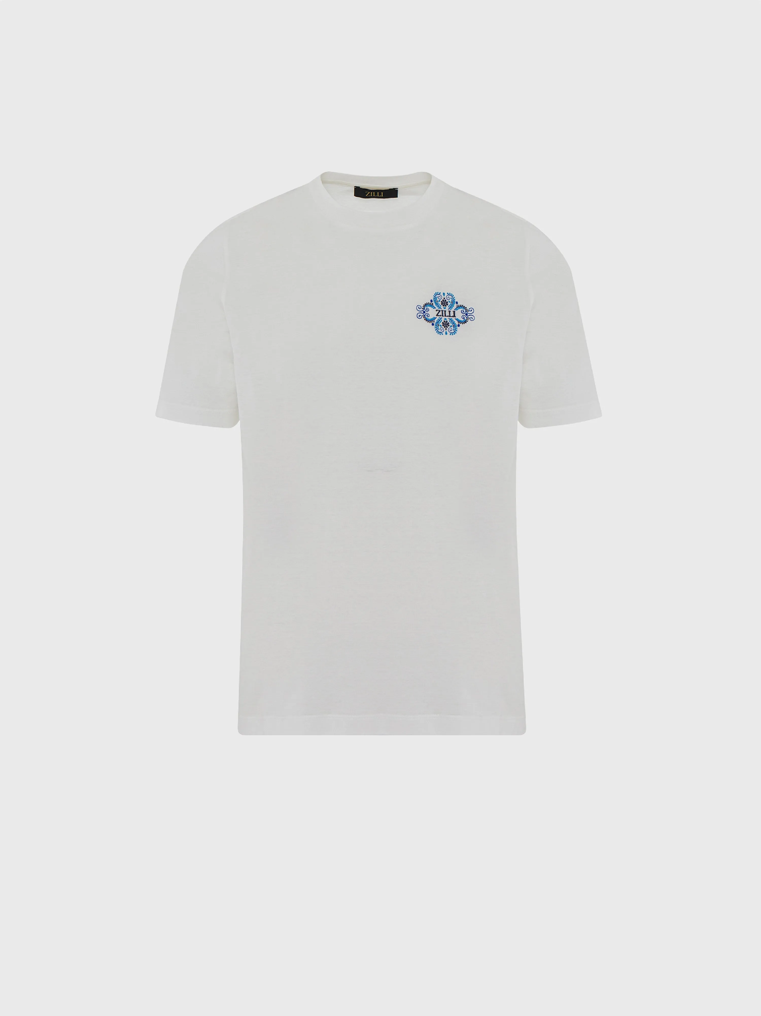 Cotton Round Neck T-Shirt with Zilli Lettering Embroidery