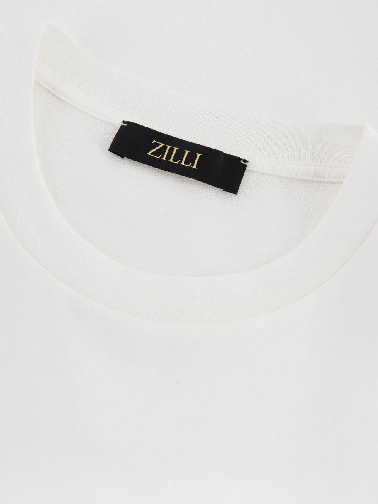 Cotton Round Neck T-Shirt with Zilli Lettering Embroidery