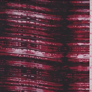 Cranberry/Pink/Black Seismic Stripe Crepe Georgette Fabric