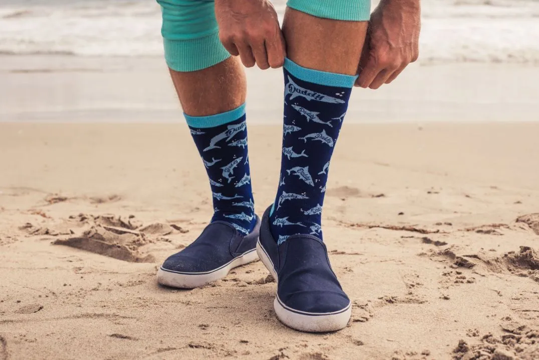 Daddy Shark Socks Cute Funny Family Cool Best Dad Vacation Footwear
