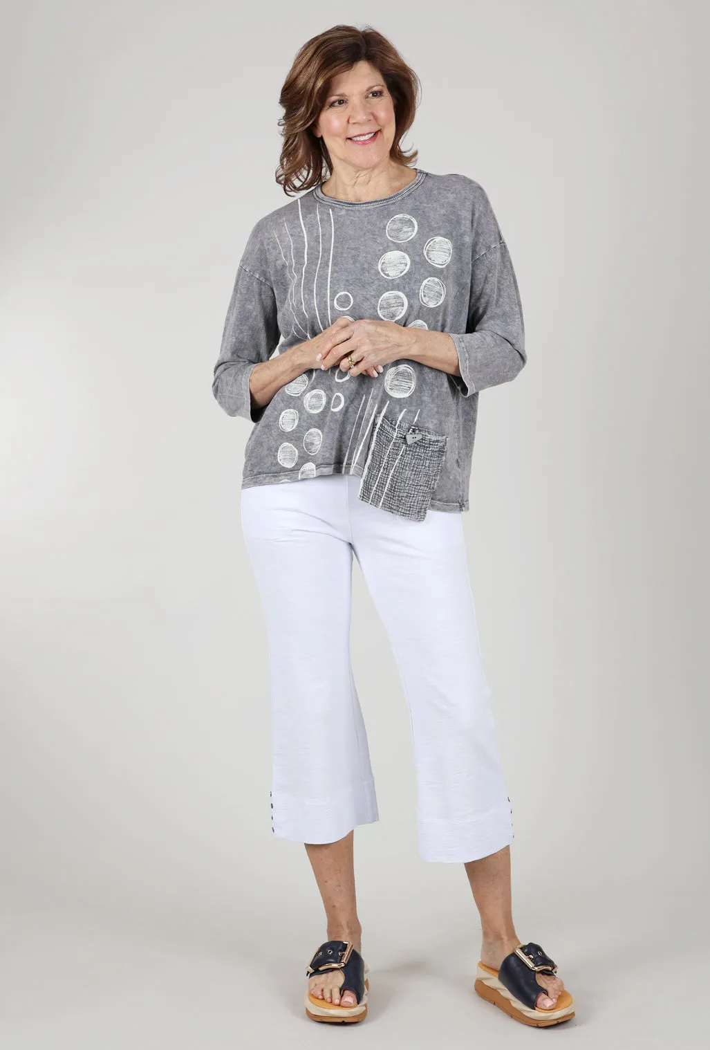 Dot & Line Mineral Wash Top, Gray
