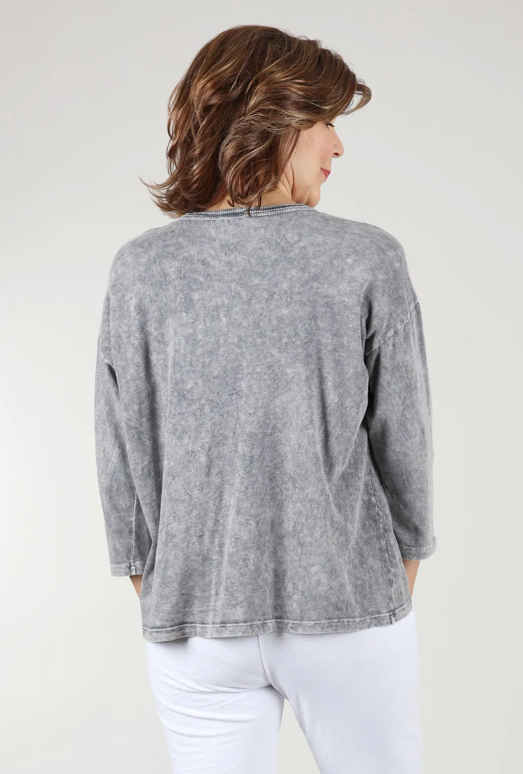 Dot & Line Mineral Wash Top, Gray