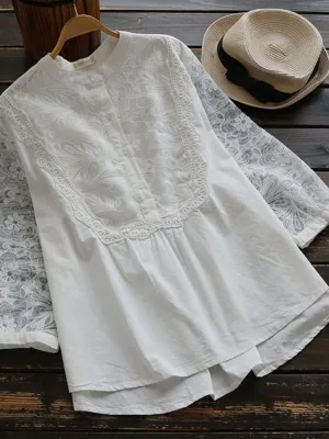 Elegant Women Lace Patchwork Blouses