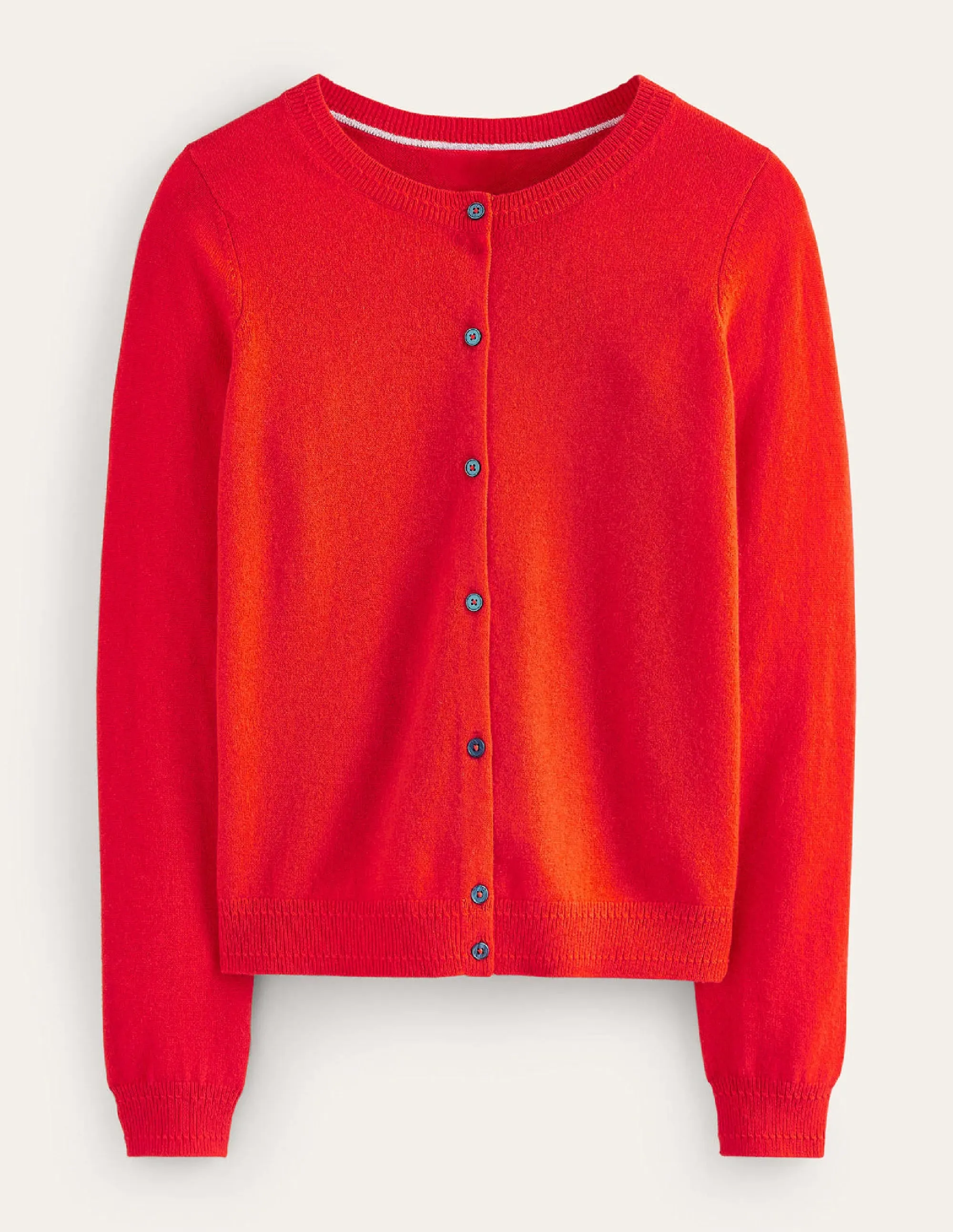 Eva Cashmere Crew Cardigan-Fiesta Orange