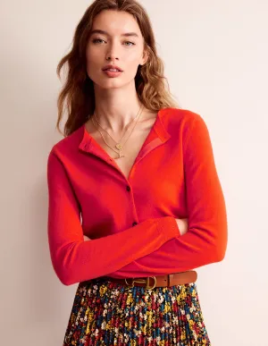 Eva Cashmere Crew Cardigan-Fiesta Orange
