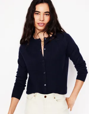 Eva Cashmere Crew Cardigan-Navy