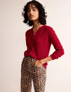 Eva Cashmere Crew Cardigan-Salsa