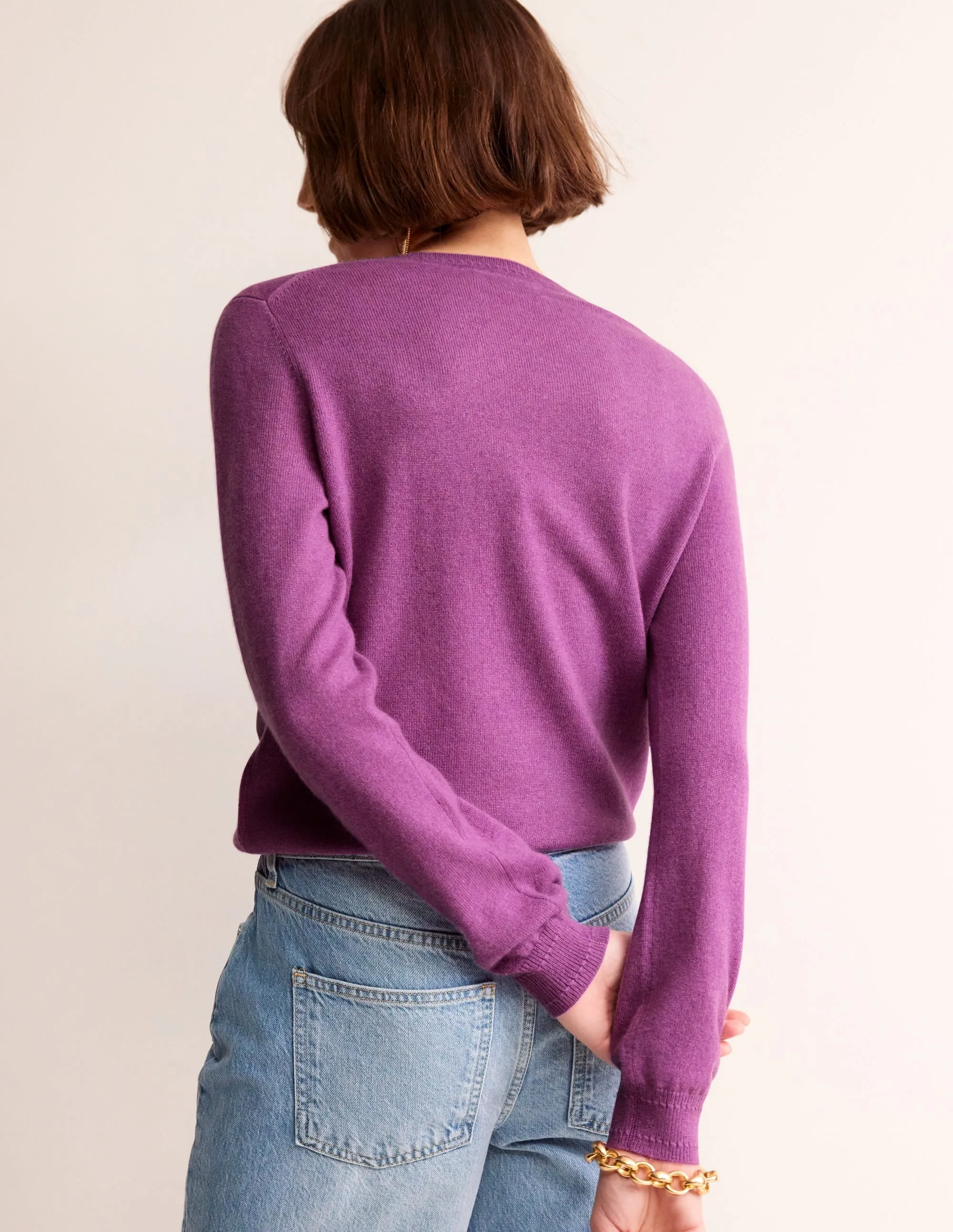 Eva Cashmere Crew Neck Jumper-Mulberry