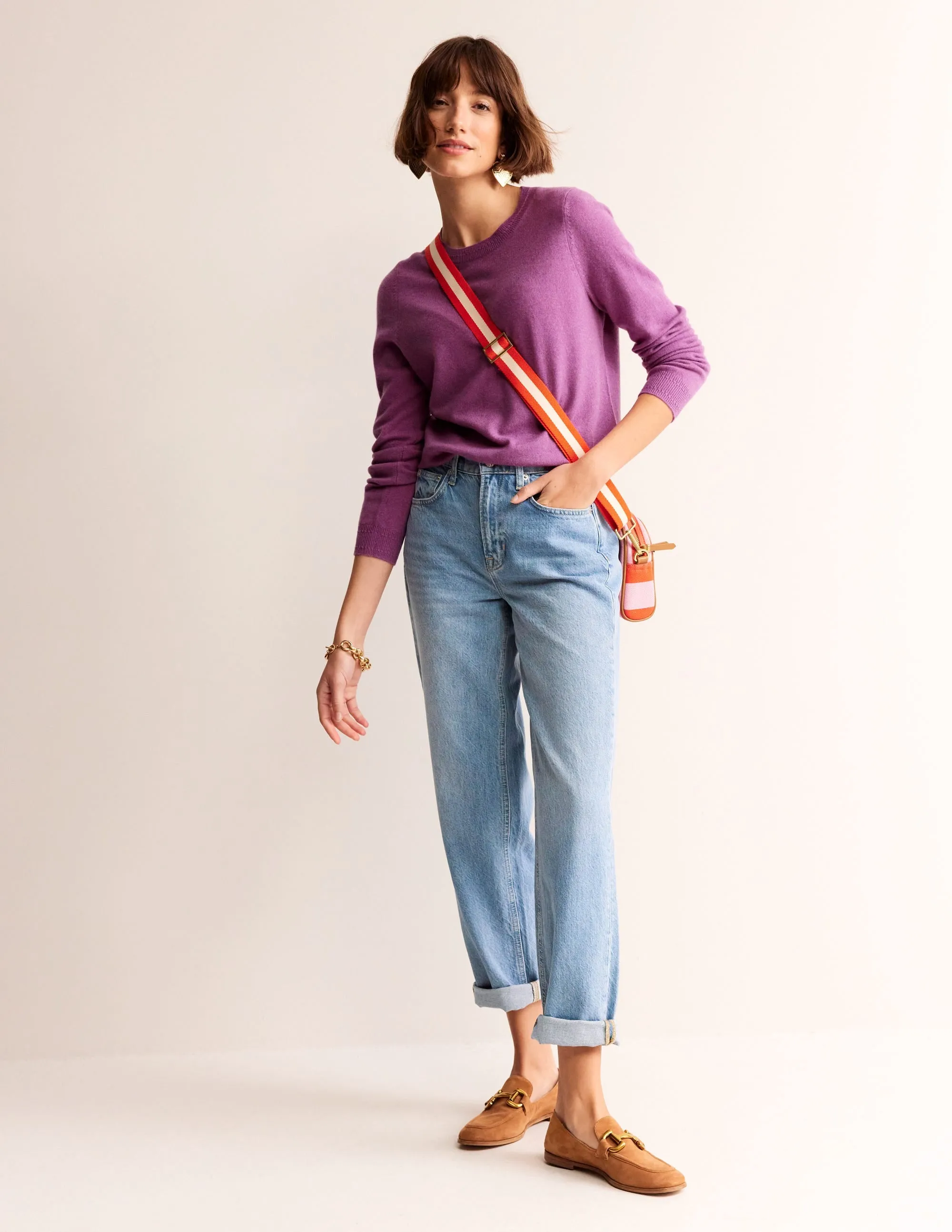 Eva Cashmere Crew Neck Jumper-Mulberry