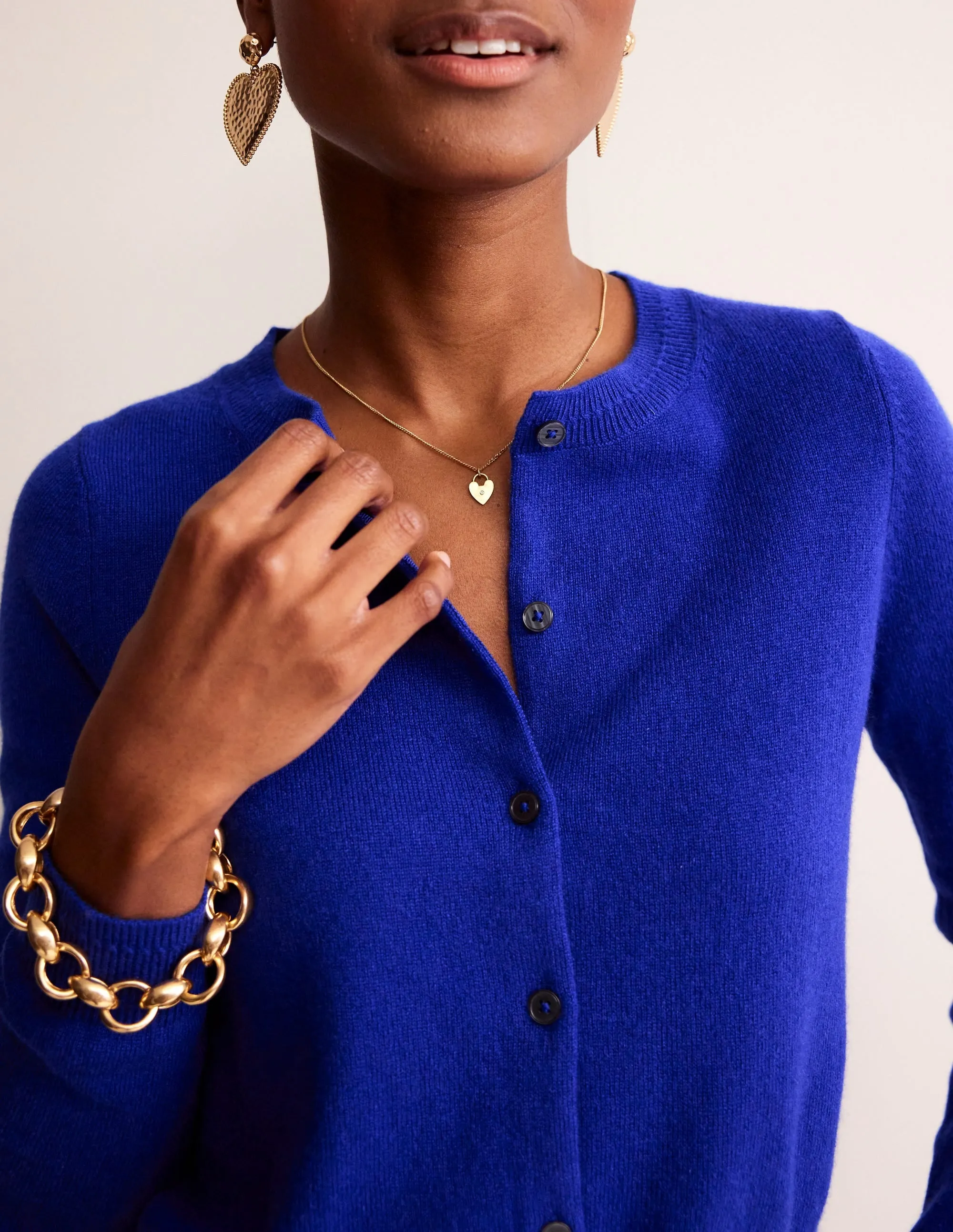 Eva Cashmere Cropped Cardigan-Bright Blue