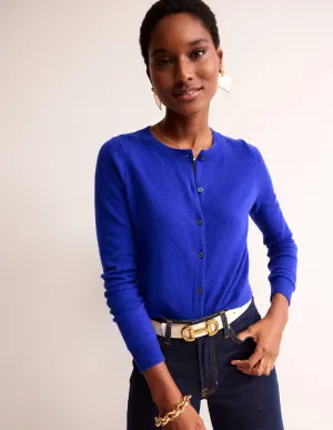 Eva Cashmere Cropped Cardigan-Bright Blue