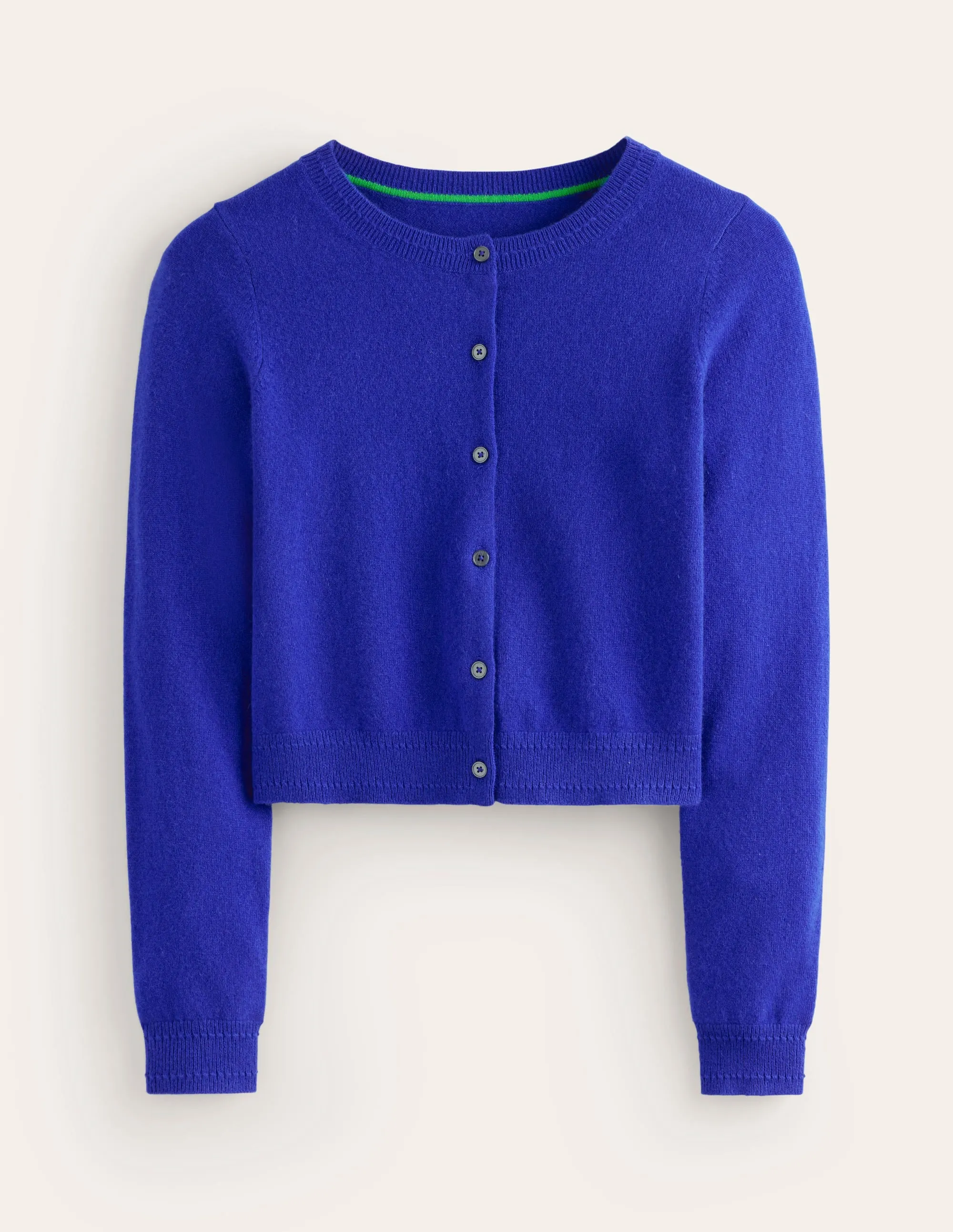 Eva Cashmere Cropped Cardigan-Bright Blue